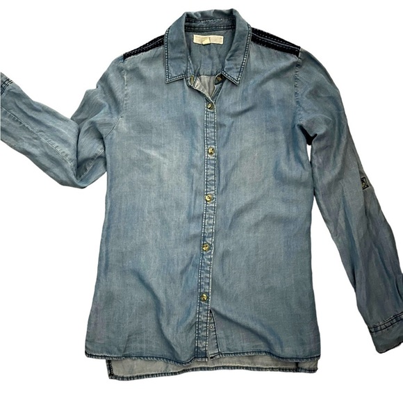 Anthropologie Thread & Supply Chambray Button Down Shirt Medium - Picture 5 of 11